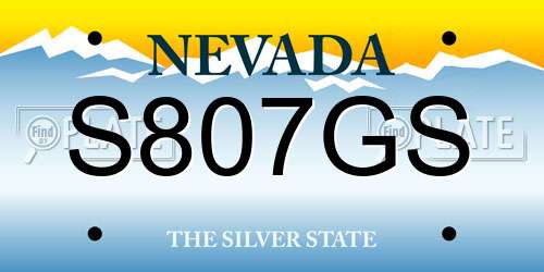 S807GS Nevada License Plate