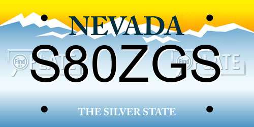S80ZGS Nevada License Plate