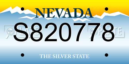 S820778 Nevada License Plate