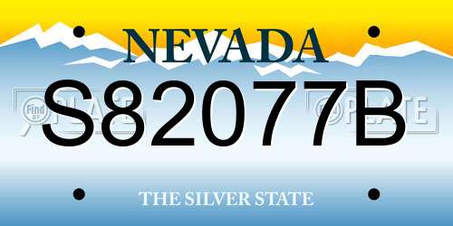 S82077B Nevada License Plate