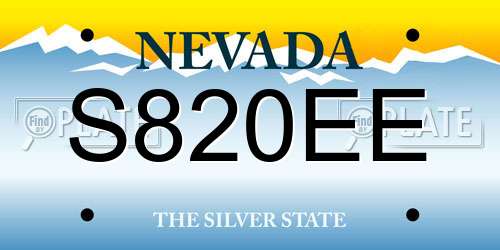 S820EE Nevada License Plate