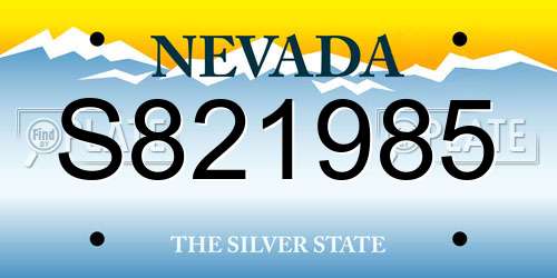 S821985 Nevada License Plate