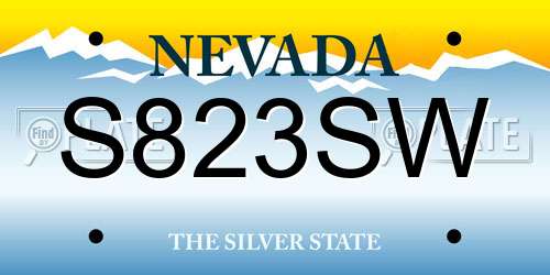 S823SW Nevada License Plate