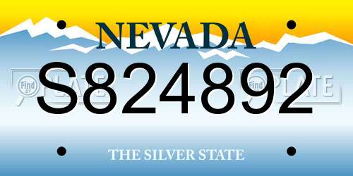 S824892 Nevada License Plate