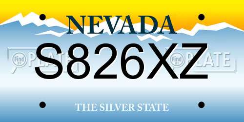 S826XZ Nevada License Plate