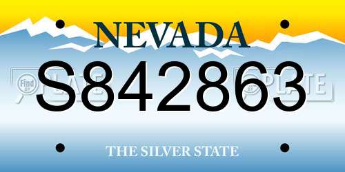 S842863 Nevada License Plate