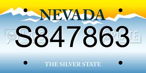 S847863 Nevada License Plate
