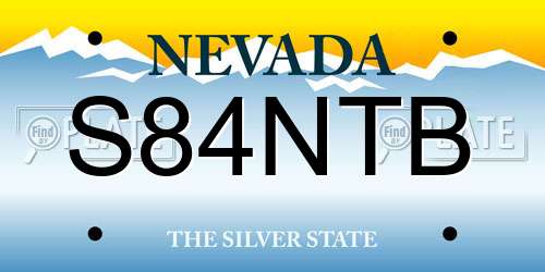 S84NTB Nevada License Plate