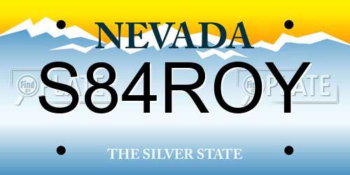 S84ROY Nevada License Plate