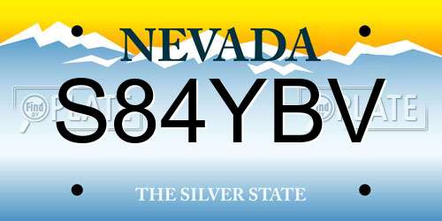 S84YBV Nevada License Plate