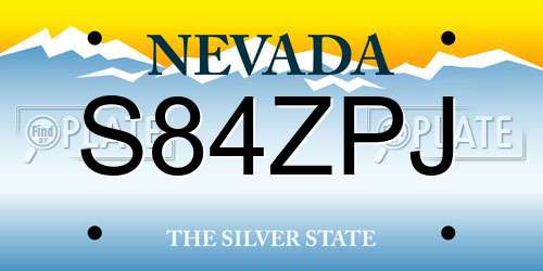 S84ZPJ Nevada License Plate