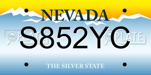 S852YC Nevada License Plate