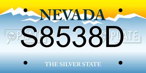 S8538D Nevada License Plate