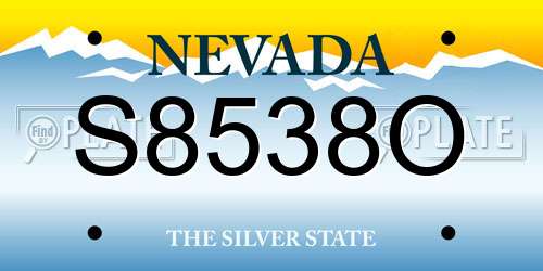 S8538O Nevada License Plate