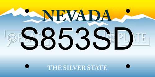 S853SD Nevada License Plate