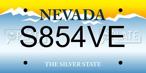 S854VE Nevada License Plate