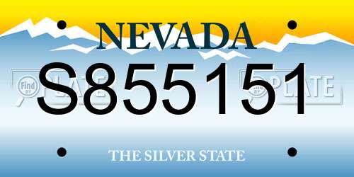 S855151 Nevada License Plate