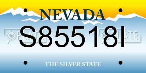 S85518I Nevada License Plate