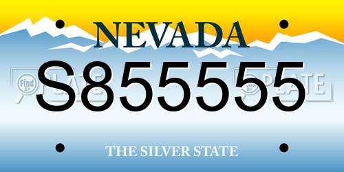 S855555 Nevada License Plate