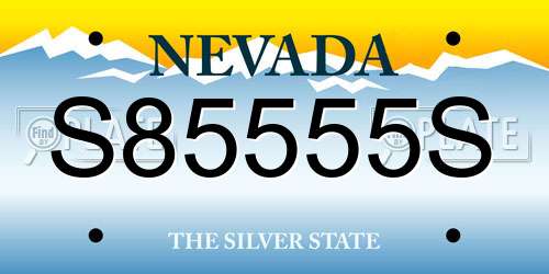 S85555S Nevada License Plate
