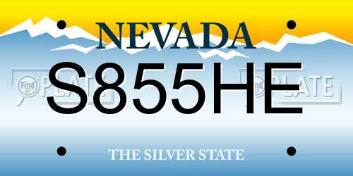 S855HE Nevada License Plate