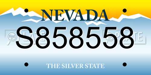 S858558 Nevada License Plate