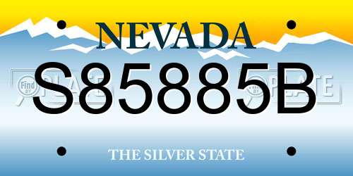 S85885B Nevada License Plate