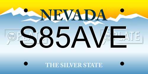 S85AVE Nevada License Plate