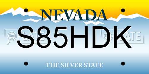 S85HDK Nevada License Plate