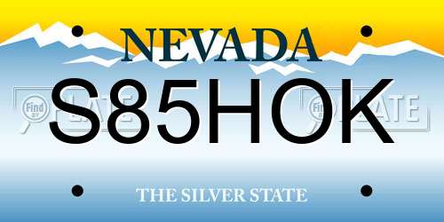 S85HOK Nevada License Plate
