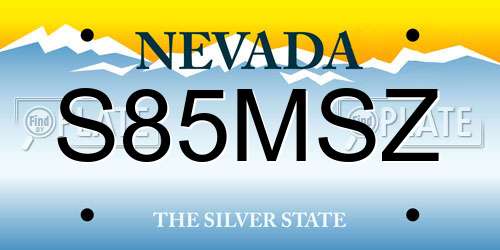 S85MSZ Nevada License Plate