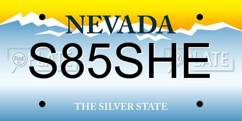 S85SHE Nevada License Plate