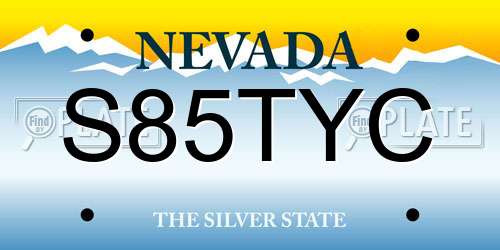 S85TYC Nevada License Plate
