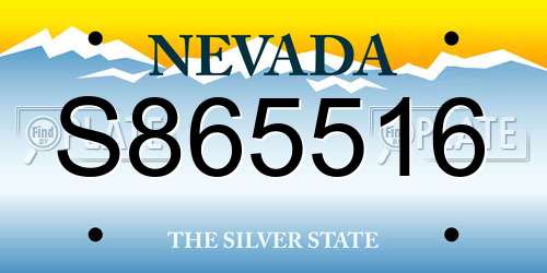 S865516 Nevada License Plate