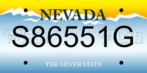 S86551G Nevada License Plate