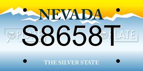 S8658T Nevada License Plate