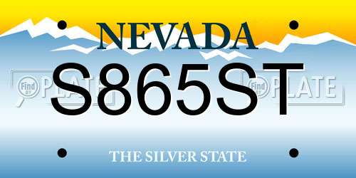 S865ST Nevada License Plate
