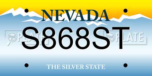 S868ST Nevada License Plate