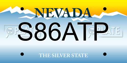 S86ATP Nevada License Plate