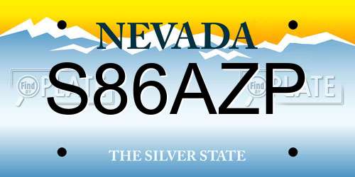 S86AZP Nevada License Plate