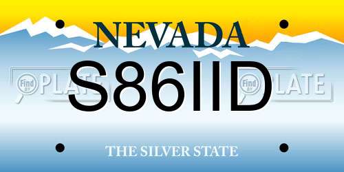 S86IID Nevada License Plate