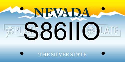 S86IIO Nevada License Plate