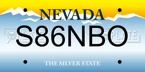S86NBO Nevada License Plate
