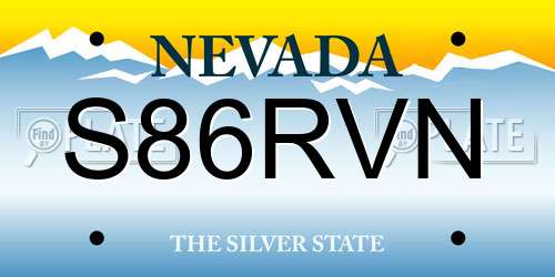 S86RVN Nevada License Plate