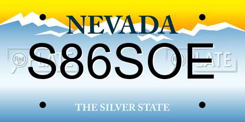 S86SOE Nevada License Plate