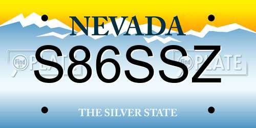 S86SSZ Nevada License Plate