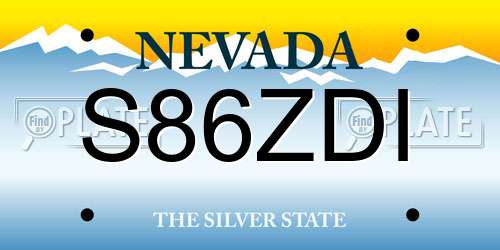 S86ZDI Nevada License Plate