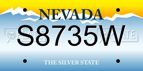 S8735W Nevada License Plate