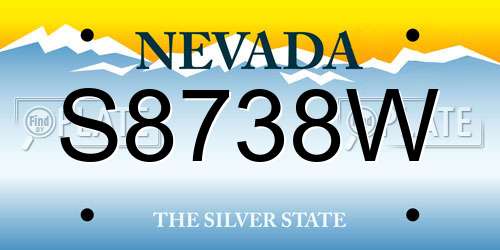 S8738W Nevada License Plate