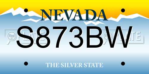 S873BW Nevada License Plate